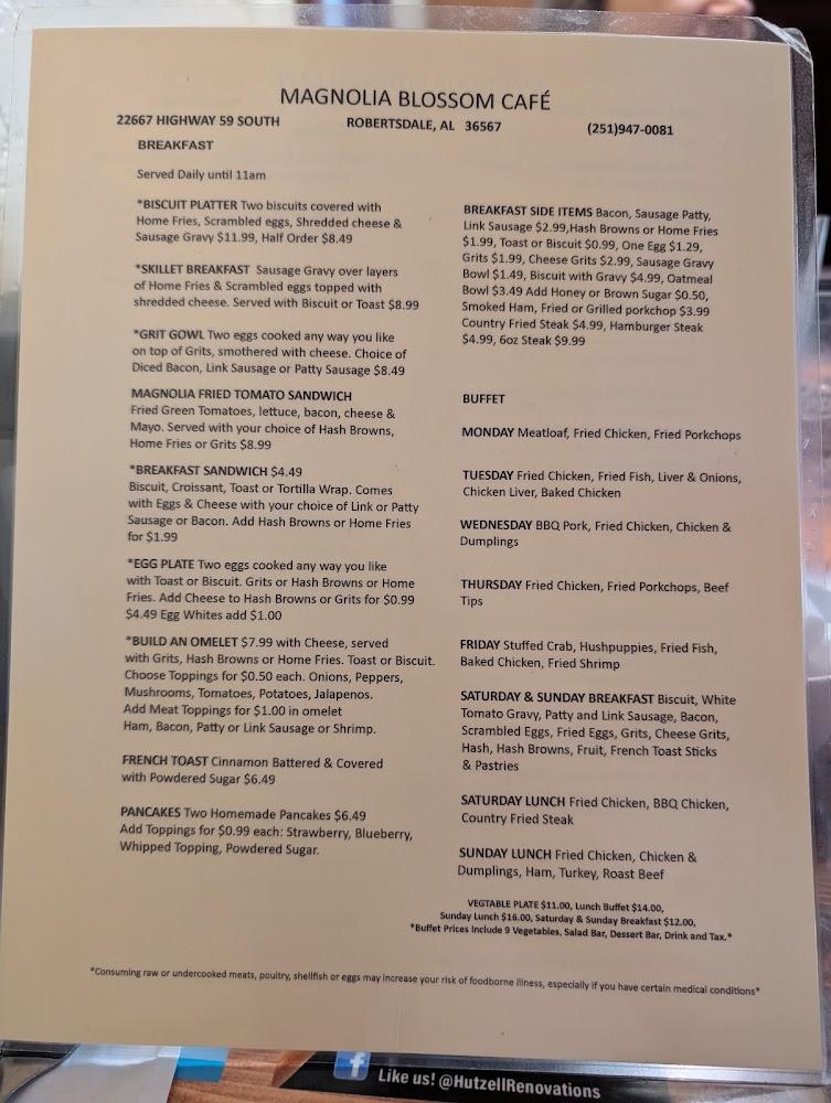 Magnolia Blossom Cafe Menu image 1